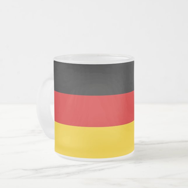 Frosted small glass mug with flag of Germany (Front Left)