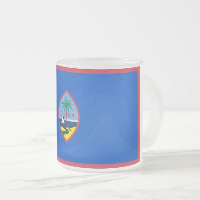 Frosted small glass mug with flag of Guam (Front Right)