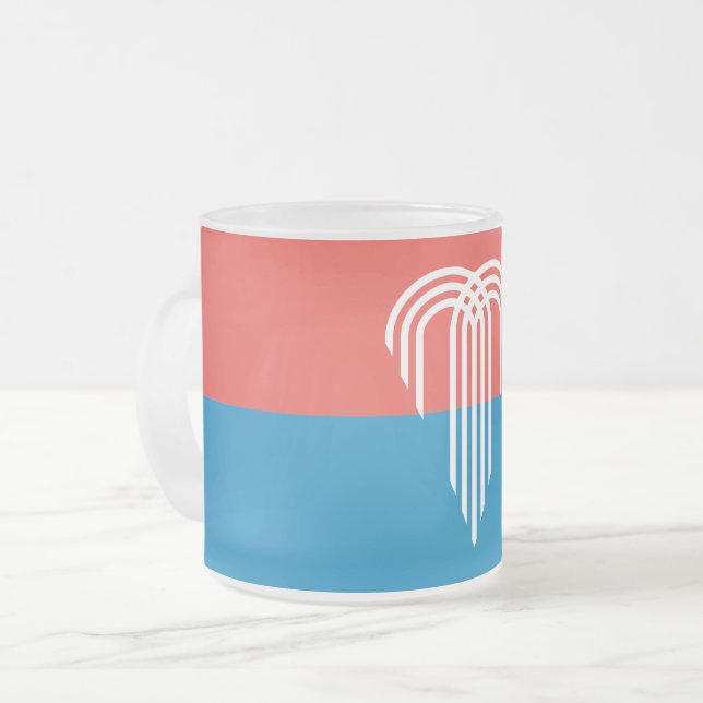 Frosted small glass mug with flag of Kansas City (Front Left)