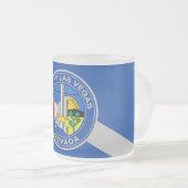 Frosted small glass mug with flag of Las Vegas (Front Right)