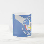 Frosted small glass mug with flag of Las Vegas (Front Left)