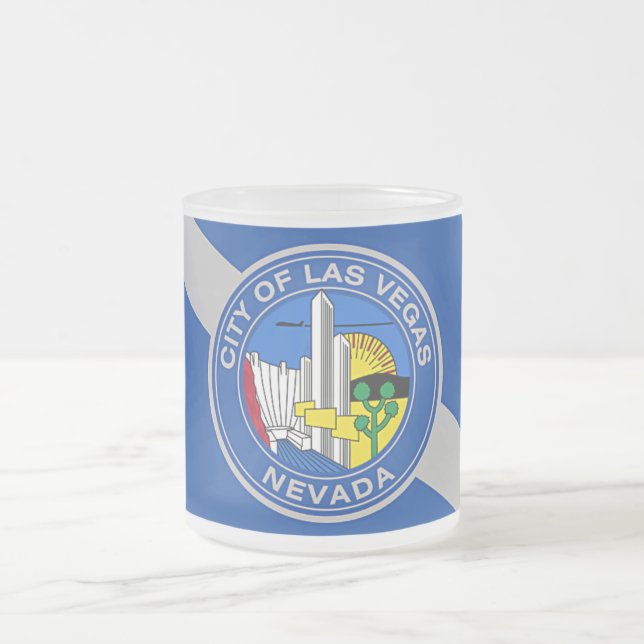 Frosted small glass mug with flag of Las Vegas (Center)