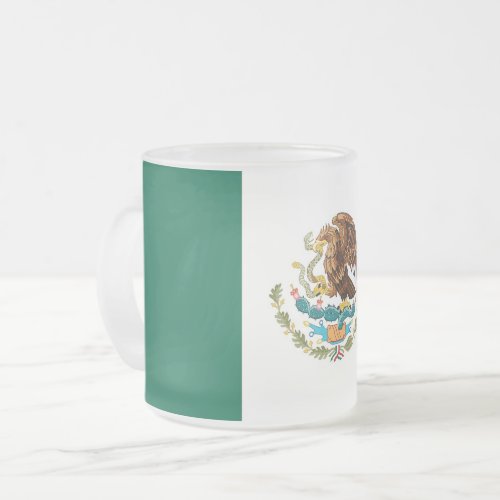 Frosted small glass mug with flag of Mexico