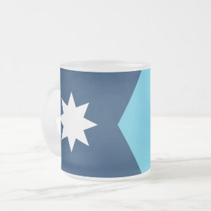 Frosted small glass mug with flag of Minnesota, US