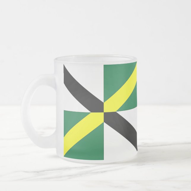 Frosted small glass mug with flag of Monterey (Left)