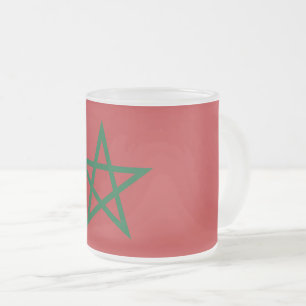 Frosted small glass mug with flag of Morocco