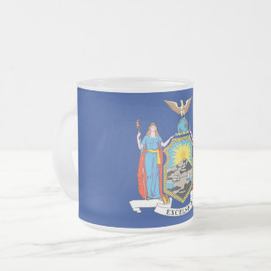 Frosted small glass mug with flag of New York