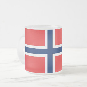 Frosted small glass mug with flag of Norway