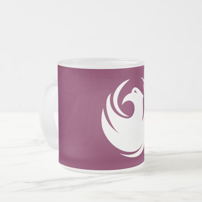 Frosted small glass mug with flag of Phoenix City (Front Left)