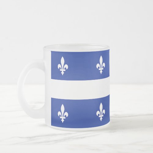 Frosted small glass mug with flag of Quebec