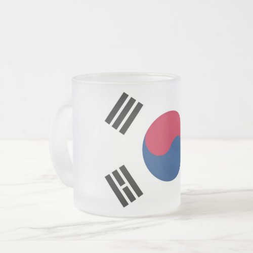 Frosted small glass mug with flag of South Korea