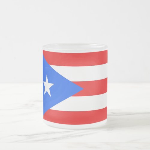 Frosted small glass mug with flag Puerto Rico USA