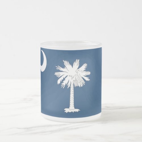 Frosted small glass mug with flag South Carolina