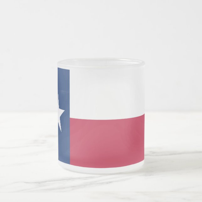Frosted small glass mug with flag Texas, USA (Center)