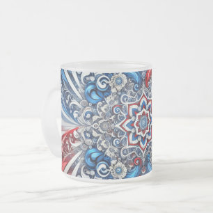 Frosted small glass mug with French Colors