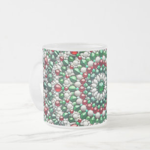 Frosted small glass mug with Italian Colors