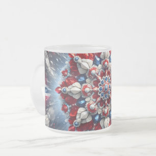 Frosted small glass mug with Norwegian Colors