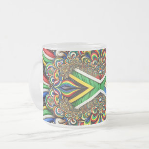 Frosted small glass mug with South African Colors