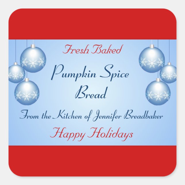 Frosted Snowflake Bulbs Holiday Food Square Sticker (Front)