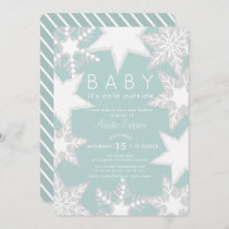 Frosted Snowflakes Blue Winter Baby Shower Invitation