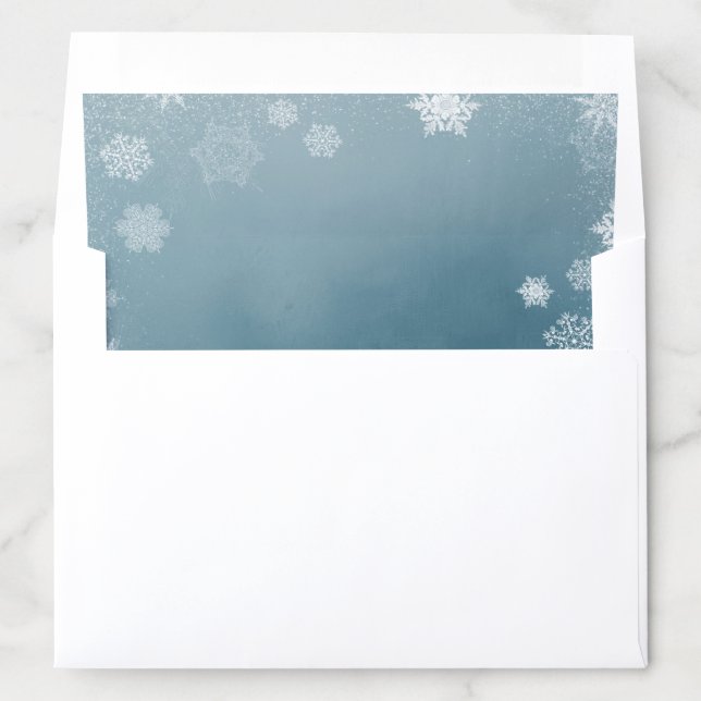 Frosted Snowflakes Icy Blue Watercolor Holiday Envelope Liner (In Envelope)