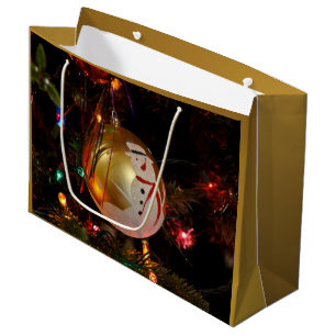 Frosted Snowman Christmas Ornament Gift Bag
