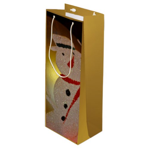 Frosted Snowman Christmas Ornament Wine Bag