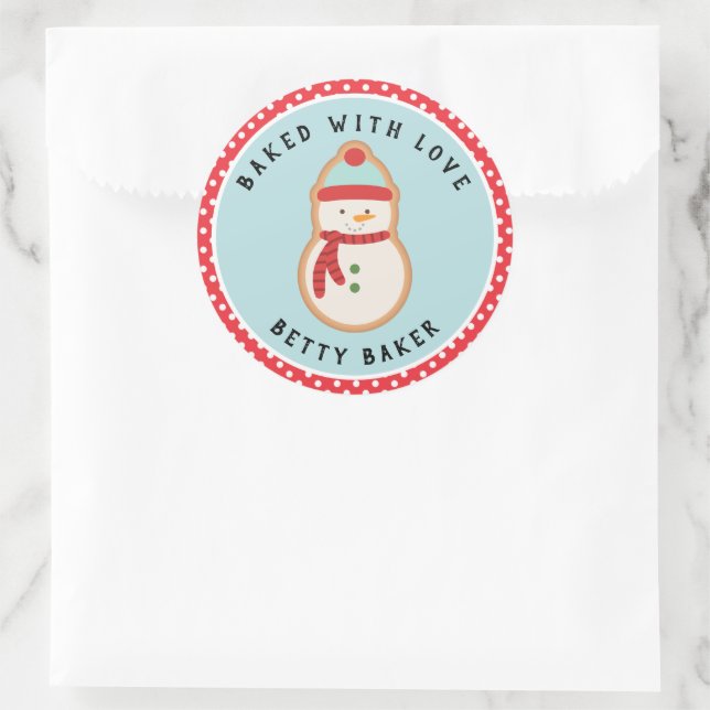 Frosted Snowman Cookie | Baked with Love Classic R Classic Round Sticker (Bag)