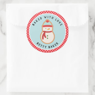 Frosted Snowman Cookie   Baked with Love Classic Round Sticker