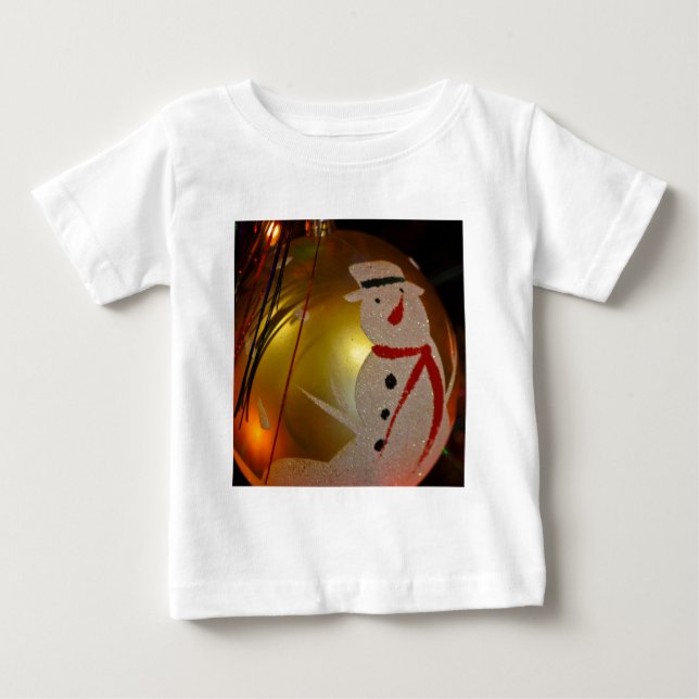 Frosted Snowman Ornament Baby T-Shirt (Front)