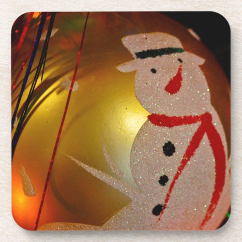 Frosted Snowman Ornament Beverage Coaster