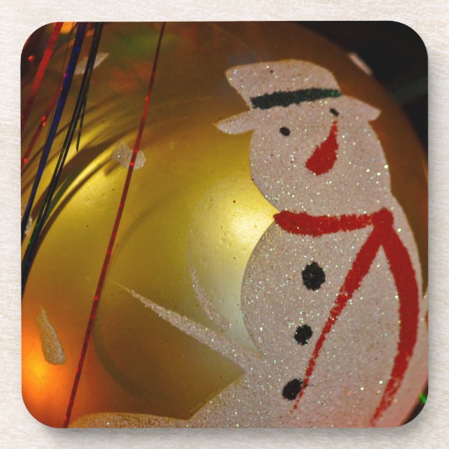Frosted Snowman Ornament Beverage Coaster (Front)