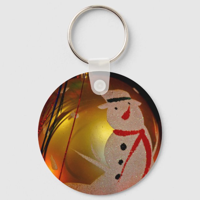Frosted Snowman Ornament Keychain (Front)