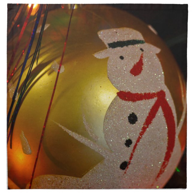 Frosted Snowman Ornament Napkin (Front)