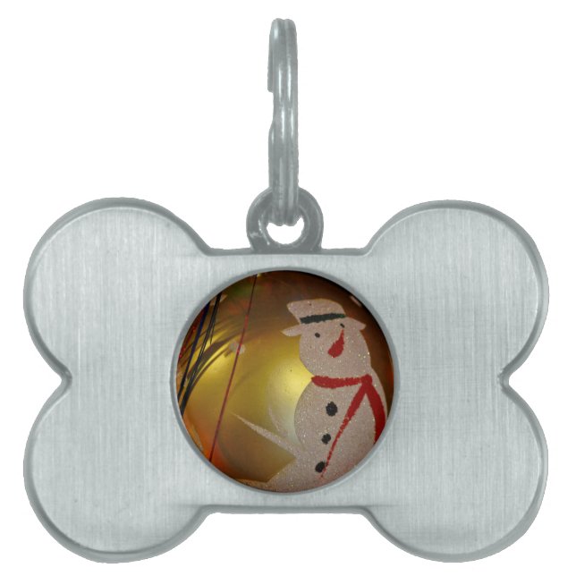 Frosted Snowman Ornament Pet ID Tag (Front)