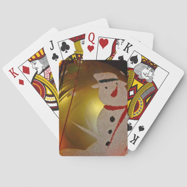 Frosted Snowman Ornament Poker Cards (Back)