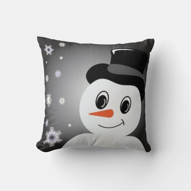 Frosted Snowman Throw Pillow (Front)