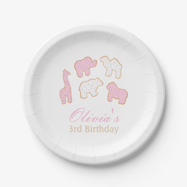 Frosted sprinkle Animal cookie party paper plate (Front)