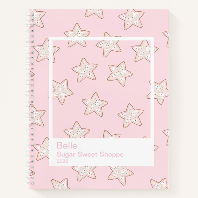 Frosted Star Cookies Large Transparent Frame Notebook (Front)