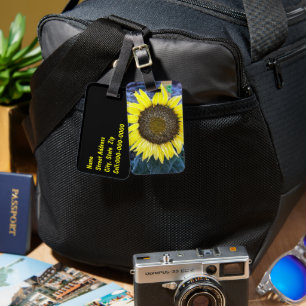 Frosted Sunflower Photograph Custom Luggage Tag