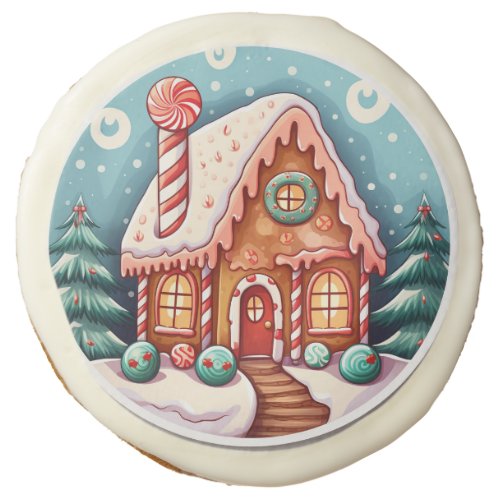 Frosted Sweet Gingerbread House Frosted Sugar Cookie