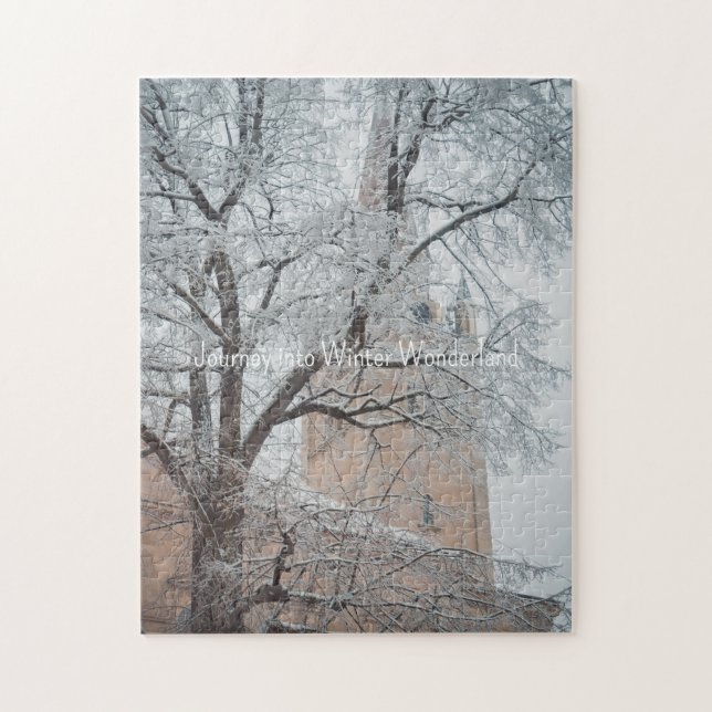 Frosted trees and a majestic cathedral  jigsaw puzzle (Vertical)