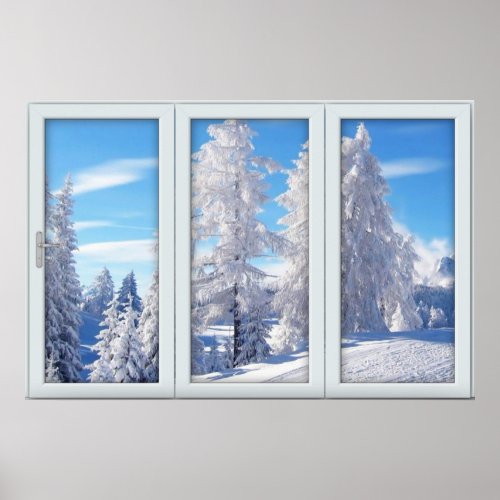 Frosted Trees Window with a View Poster