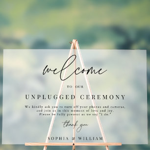 Frosted Welcome To Our Unplugged Ceremony Wedding Acrylic Sign