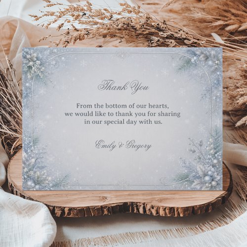 Frosted Winter Botanical Graceful Elegance Thank You Card