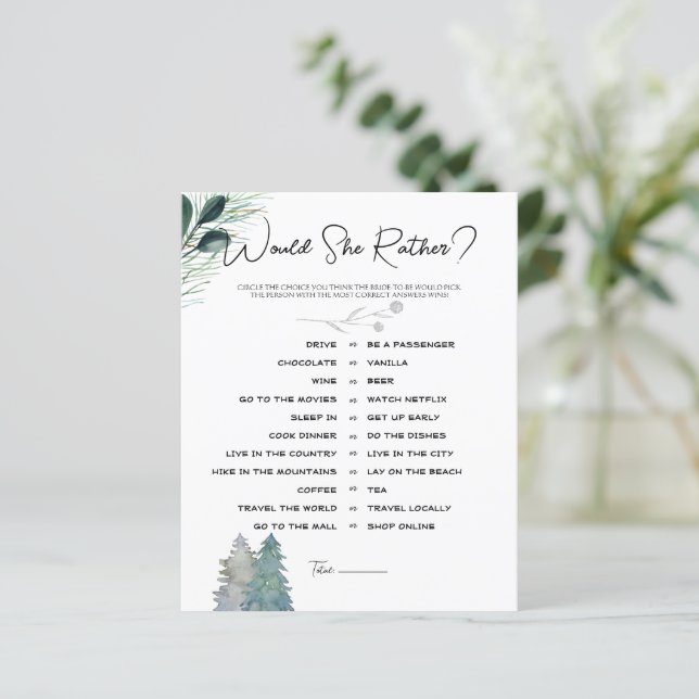 Frosted Winter Bridal Shower Would She Rather Game (Standing Front)