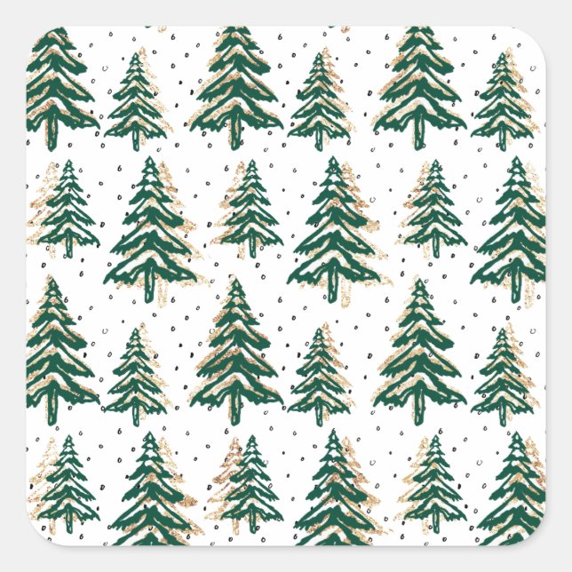 Frosted Winter Christmas Trees Square Sticker (Front)