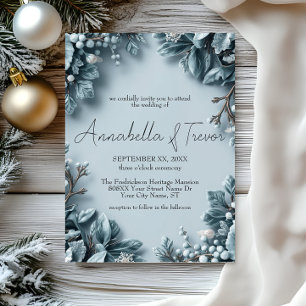 Frosted Winter Florals Wedding Invitation