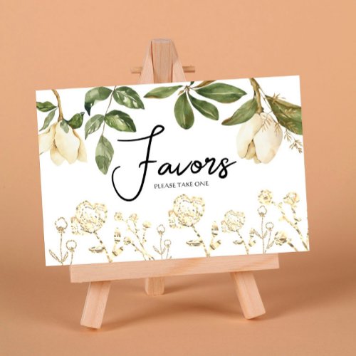 Frosted Winter _ Gold _ Bridal Shower Favors Sign