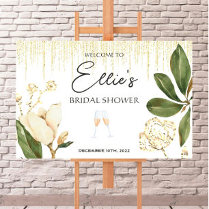 Frosted Winter - Gold - Bridal Shower Welcome Sign